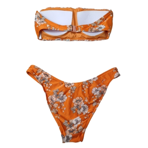 Seafolly Splendor Floral Shirred Bandeau Sz 8/10 Bikini - Picture 2 of 12